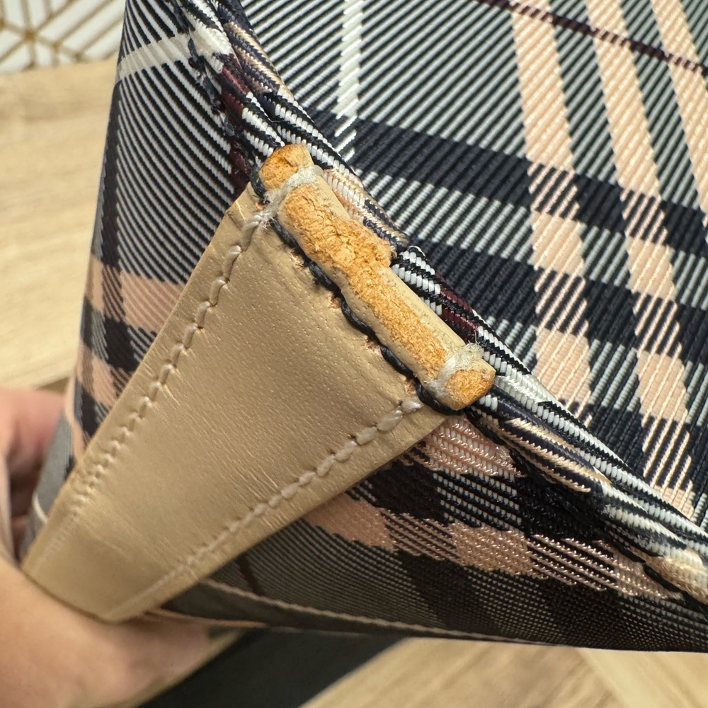 Burberry Blue Label Nova Check Nylon & Leather Shoulder Tote (Diagonal Plaid) - Picture 13 of 16